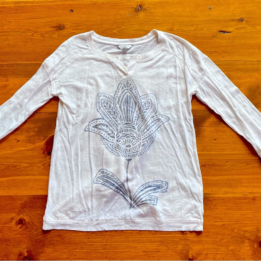Lucky Brand Lotus 3/4 Length Cream Yoga Top // Size M // New